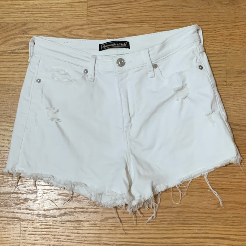 A&F white denim shorts